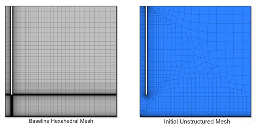Baseline mesh (left), initial mesh (right)